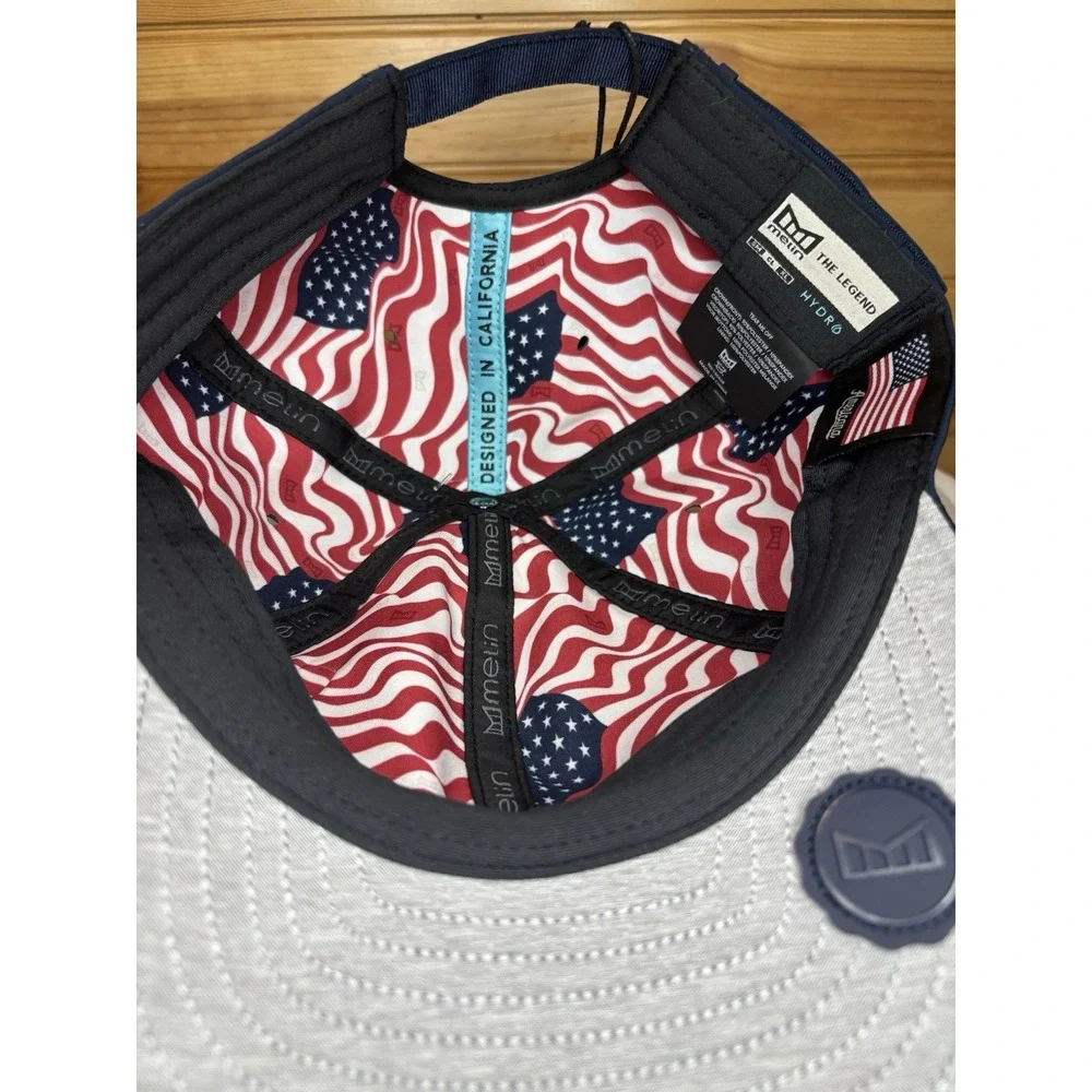 Melin The Legend Americana Hydro Baseball Cap Navy Blue NWT USA Flag Golf CL